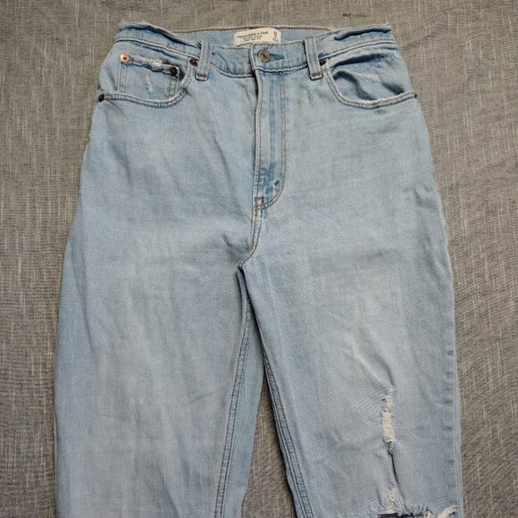 Abercrombie Fitch Curve Love Jeans Womens Ultra High Rise Ankle Straight Baggy - Picture 2 of 12